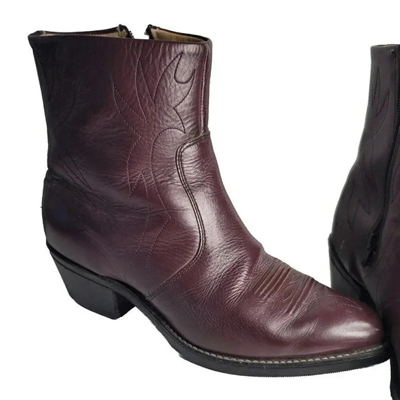 Vintage Long Haul  Leather Oil-Resistant Cowboy Ankle Boots Size 9 Side Zipper main image 9